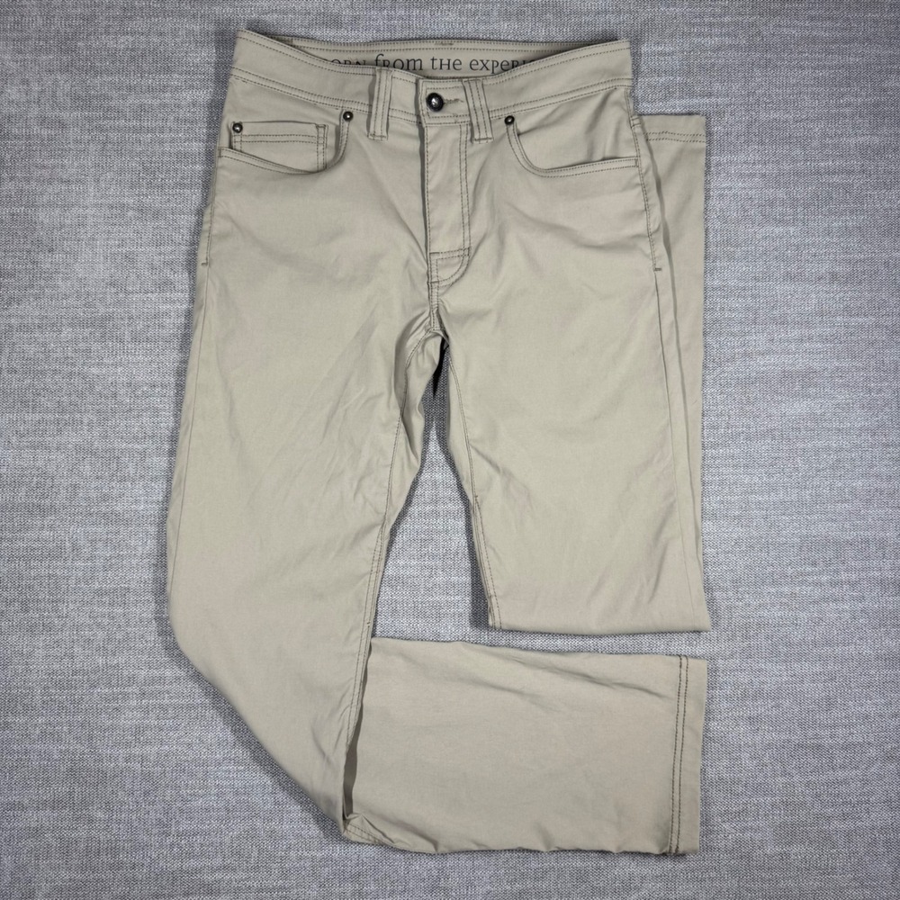 Prana Brion Slim Fit Khaki Stretch Hiking Pants Mens 28x32 Versatile Active